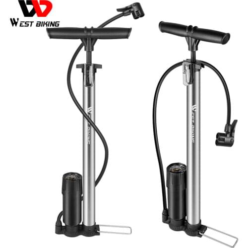WEST BIKING 160PSI Bike Floor Pump High Pressure Gauge Air Inflator Cycling Accessories Presta Schrader MTB Road Bicycle Pump