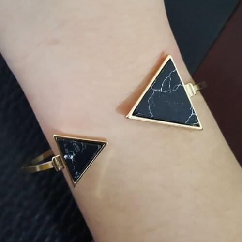 New arrival fashion jewelry accessories quality geometry synthetic big small double triangle stone bangle bracelet