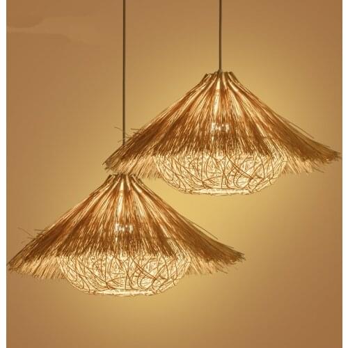 Originality Birds Nest Modelling Pendant Lights Hand Woven Rattan Pendant Lamp Hanging Lamps Restaurant Bedroom Light Fixture