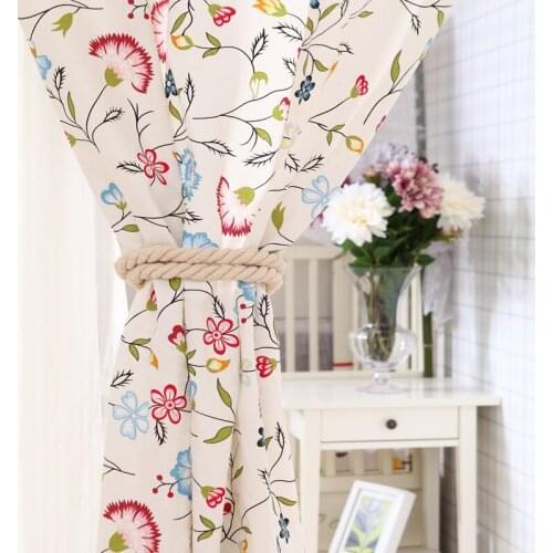 Pastoral style curtains, romantic flower pattern, living room bedroom bay window use