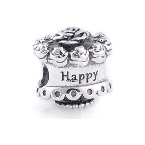 Fits Original Pandora Bracelet 925 Sterling Silver Beads Happy Birthday Cake Charms Women DIY Jewelry Making Gift Kralen