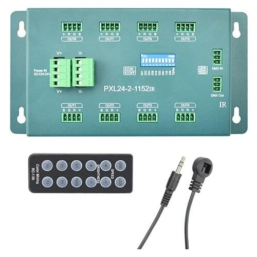 PXL24-2-1152IR 12-24VDC input 2A*24 channels output LED DMX Decoder Constant Voltage LED DMX Controller