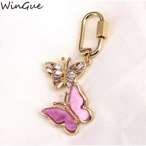 Mix Color Resin butterfly charm accessories pendant necklace charms CZ Micro Pave Animal Jewelry