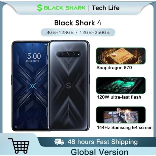 In Stock Global Verison Black Shark 4 Mobile Phone 6.67" 6/8GB RAM 128GB ROM Snapdragon 870 144Hz E4 AMOLED Screen Smartphone