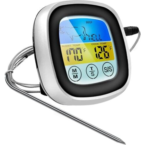 Instant Read Meat Thermometer,Waterproof Digital Thermometer with Touchscreen Colour LED Display for Food Cooking