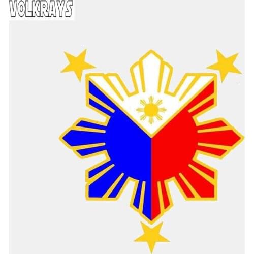 Volkrays Creative Car Sticker Philippines Flag Nautical Star Accessories Reflective Waterproof Sunscreen Vinyl Decal,13cm*11cm