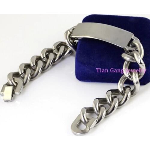 High Quality! 316L Stainless Steel Heavy New Polished Mens ID Cowboy Chain Bracelet Bangle Best Gift New Design