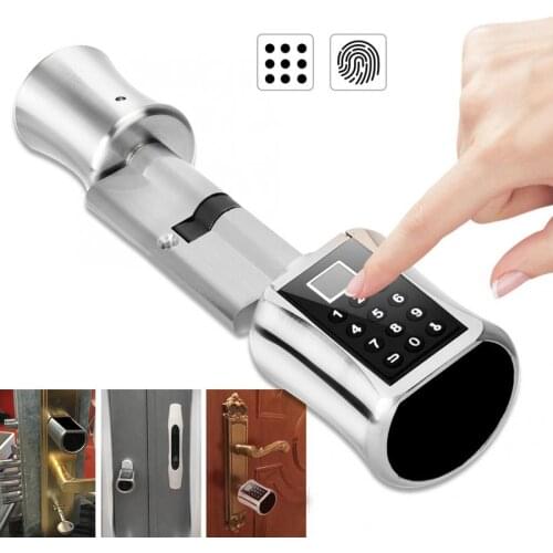 Intelligent Biometric Fingerprint Scanner Cylinder Door Lock Password Coded Lock for Smart Home Fingerprint Door Lock