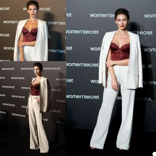 New White Women Ladies Straight Pant Suits Set Office Evening Formal Party Prom Wear Jacket Coat(Jacket+Pants)