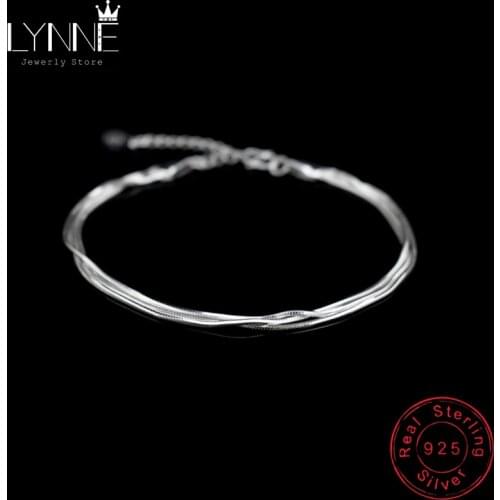 Hot Fashion Three Layer Thread Snake Chain Bracelet 925 Sterling Silver Simple Design Multilayer Line Bracelets Women Jewelry
