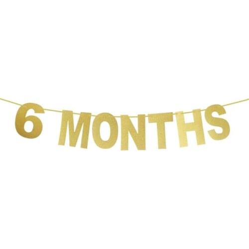 1set New 6 Months Letters Photo Gold Banner Baby Shower Girl Boy Photo Frame Party Home Anniversaire Birthday Party Decor