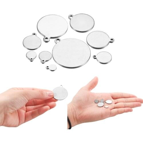 10-50pcs/lot 6-30mm Stainless Steel Charms Round Dog Tag Pendant Stamping Blanks Pendants For Necklaces DIY Jewelry Making