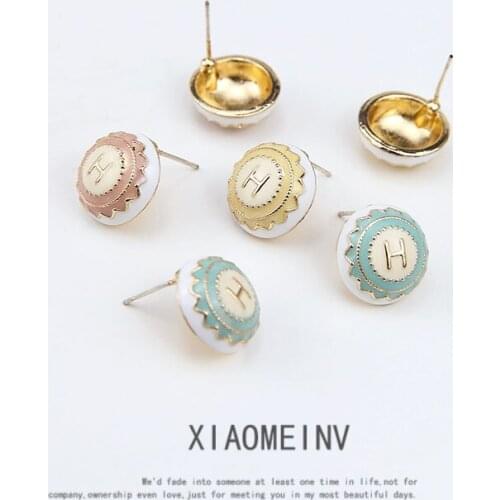 10pcs Handmade Jewelry Accessories Alloy Drop Oil Retro Pattern Painted Gold Circular Earring Material Popular Hot Selling Style