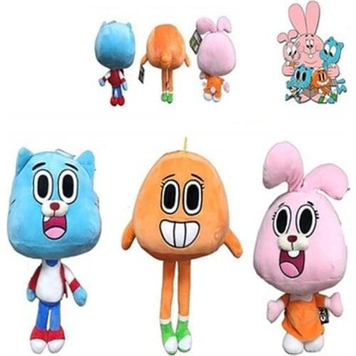 25CM 3PCS Cartoon Gumbal Plush toys Cute Cat Bunny Darwin Anais Stuffed Toys for Children Best Gifts