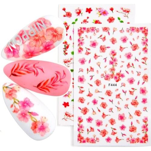 2PC/Set Nail Flower Letter Leaf Beauty Slider Bloom Colorful Plant Pattern 3D Manicure Sticker