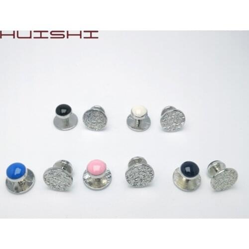 HUISHI Classic Design 4pcs Multi Color Tuxedo Shirts Cufflinks Mens Shirt Wedding Black White Enamel Studs Cufflinks Jewelry