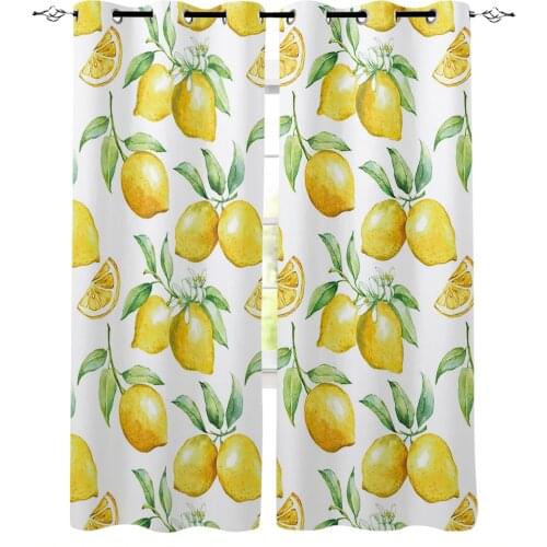 Watercolor Lemon Fruit White Yellow Window Curtains Living Room Bedroom Kitchen Curtain For Children Drapes Window Treatment
