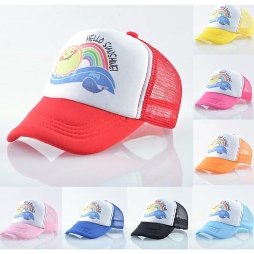 Kid Cartoon Printing Baseball Cap Grils Summer Outdoor Casual Polyester Sunhat Boys Adjustable Breathabale Sports Mesh Hats