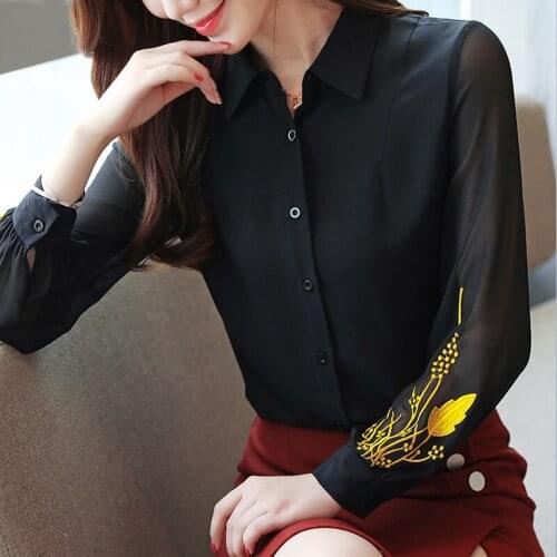 Blouses Woman 2021 Turn Down Collar Office Ladies Tops Long Sleeve Women Shirts Tops Chiffon Blouse Womens Tops And Blouses B918