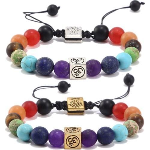 7 Chakra Bracelets Bangles for Women Men Vintage Indian Yoga Chakra Pray Lava Stone Beads Bracelet Healing Jewelry Dropshipping