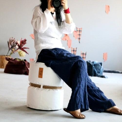 Women Summer Elastic Waist Linen Pants Ladies Loose Vintage Flax Trousers Female Retro Pants 2021