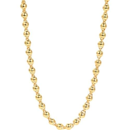 Solid 24k Yellow Gold Italian Ball Bead Chain Classic Necklace 18' inches 3.55mm