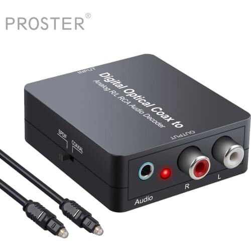 PROZOR Digital Optical Coax to Analog R/L RCA 3.5mm Audio Decoder Digital, for DTS, PCM digital audio DAC converter
