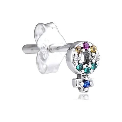 CKK Earrings My Girl Pride Single Stud Earring for Women Sterling Silver 925 Jewelry aretes Pendientes kolczyki Earing Brincos