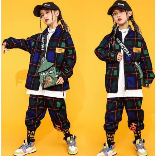 Children Cool Drum Hip Hop Clothing Print Turtleneck Jacket Top Coat Jogger Pants Girls Boy Jazz Dance Wear Costume Clothes