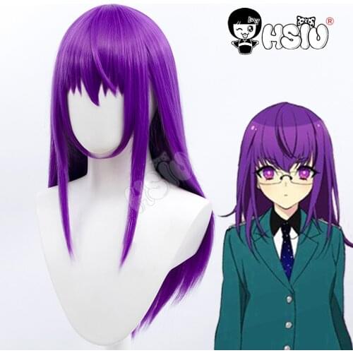 Doujima Mayumi cosplay Purple wig Bishounen Tanteidan Cosplay「HSIU 」Fiber synthetic wig Purple long hair+Free brand wig Cap