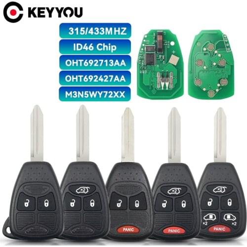 KEYYOU 315Mhz ID46 Remote Car Key Transmitter for Dodge RAM JEEP Commander Compass Grand Cherokee Liberty Wrangler Chrysler