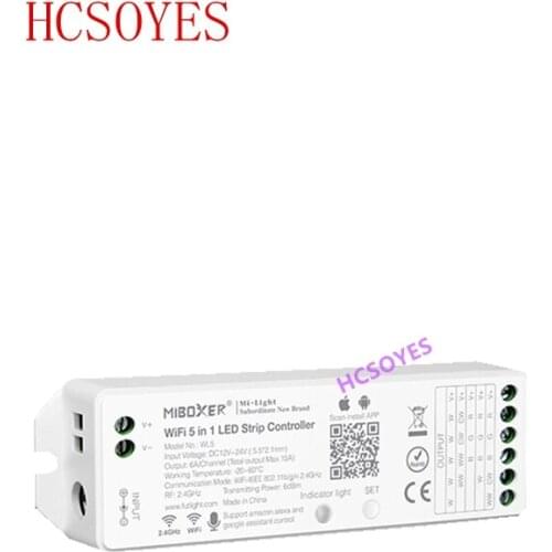 Miboxer WL5 2.4G 15A 5 IN 1 WiFi LED Controller For Single color, CCT, RGB, RGBW, RGB+CCT Led Strip,Support Alexa Voice