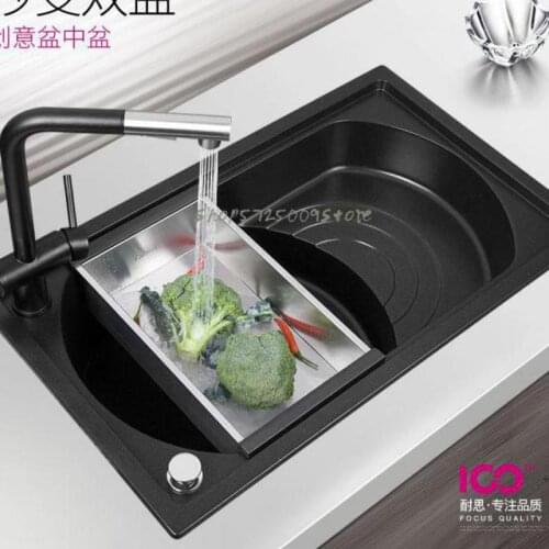 Kitchen Step Sink Quartz Stone Sink Single Tank High And Low Single Tank Washing Basin Sink Ladder Sink Package