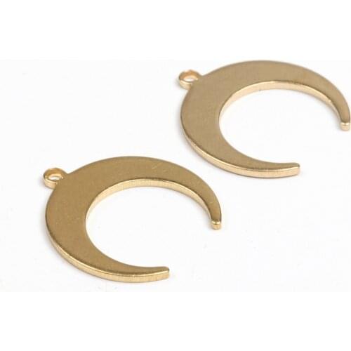 Brass Moon Charms, Raw Brass Earrings Findings,Raw Brass Pendant,Geometric shaped Earrings Brass Charm,19x18mm-RB1309