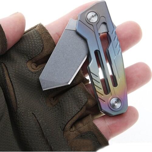 High hardness mini folding knife color titanium handle 60HRC outdoor camping DEC tool fruit knife
