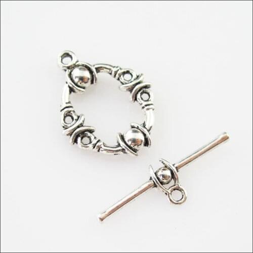 Fashion 8Sets Tibetan Silver Oval Circle Bracelet Toggle Clasps Connectors