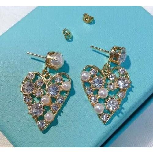 Hot Brand Fashion Party Jewelry For Women Gold Color Heart Earrings Jewelry Heart Jewelry
