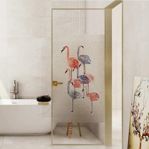 Giraffe flamingo Print Glue-free frosted window glass stickers light transmission and opaque bathroom toilet Door film