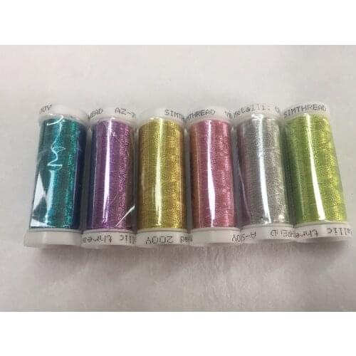 Metallic/Polyester Computer Machine Embroidery Thread Filament MS Type,150d/2 ,200 Yards *6Mini Spools 18g Each ,Super Shine