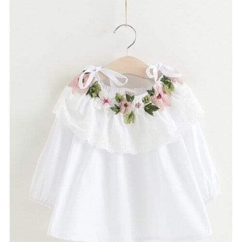 2018 children girls new spring blouses Kids cute fashion floral patchwork lace cotton blouse for girls 3-8 years