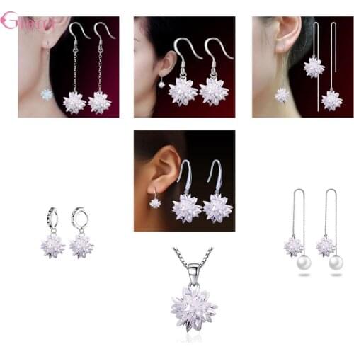 New Fashion Women 925 Sterling Silver Various Pierced Korean Concise Ice Flower Modern Jewelry Wedding Party Dance Date
