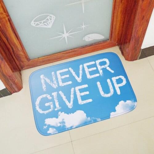New arrival Welcome Floor Mats Funny words Never Give Up Flannel mat Bathroom Kitchen Carpet House Doormats for Living Room Rugs