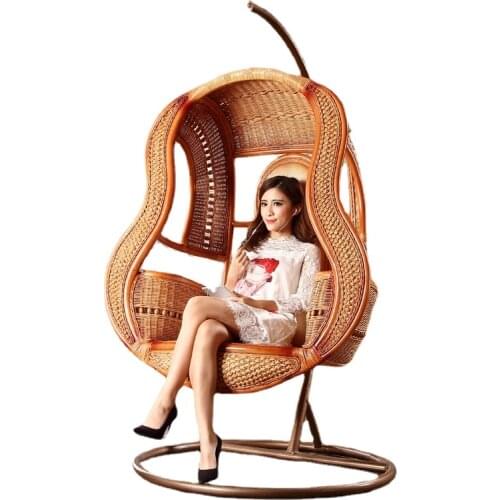 Outdoor Swing Basket Natural Real Rattan Basket Swing Glider Balcony Glider Rocking Chair Rattan Chair DS