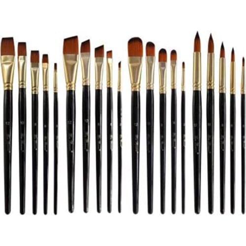 Flat Paint Brushes Set 5Pcs Round Pointed Tip Paintbrushes Nylon Hair Brush for Artist Acrylic Oil Watercolor Paints Painting