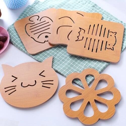 Fish Shape Drink Coasters Mat Wooden Round Cup Table Mat Tea Coffee Mug Placemat Home Decoration Kitchen Accessories