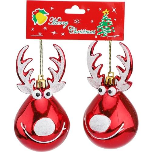 Hanging Plastic Christmas Decoration Ornament Elk Scene Decorations Pendant Gifts 2 Elks Diameter Balls Red Drop Shot