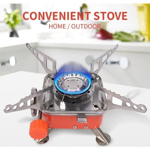 Portable Windproof Camping Gas Stove Outdoor Cooking Stove Foldable Split Burner With Gas Conversion Head Adapter Kitchen Gadget