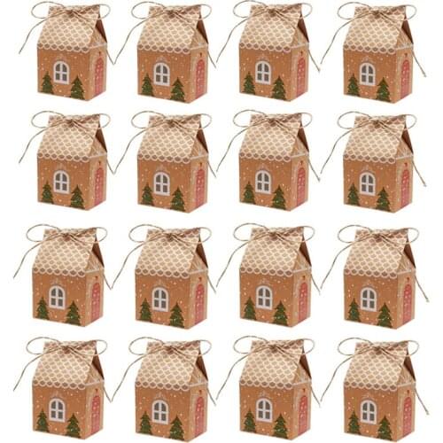 Christmas house style Christmas Gift Box Kraft Paper Gift Candy Bag Paper Bag Kraft Candy Cookies Box Party Supplies