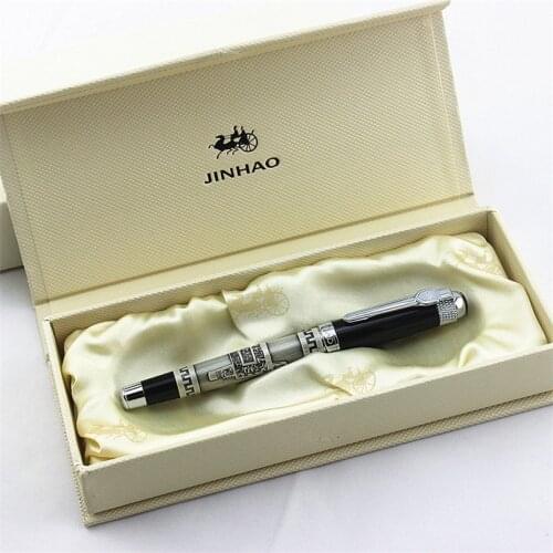 Jinhao 189 Chinese Classical Culture "YI YAN JIU DING" Roller ball Pen with Gift Case Luxury Metal Ballpoint Pens ang Gift box
