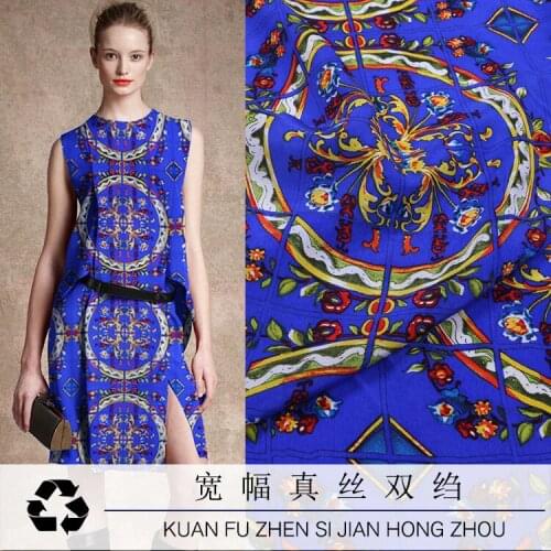 Wide Silk Crepe De Chine Print Silk Fabric Xia Chuishun Silk Fashion Dress Fabric